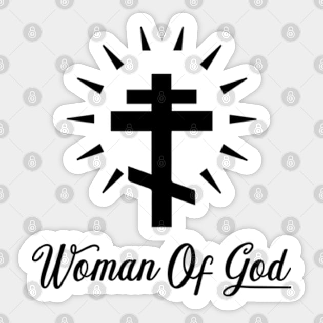 Woman Of God - Orthodox Cross - Black - Christian Series 12B Sticker by FOGSJ